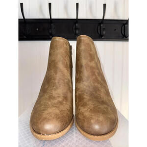 Hokus Pokus Tan Faux Leather Wedge Ankle Boots